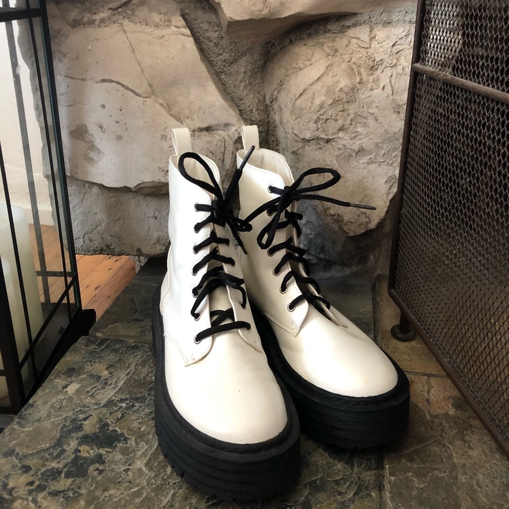 white platform boots